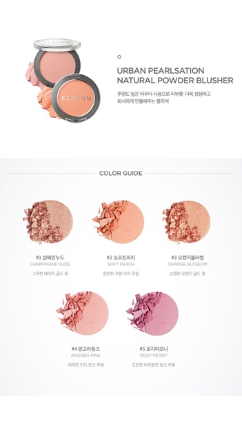 Phấn Má Hồng Klavuu Urban Pearlsation Natural Powder Blusher