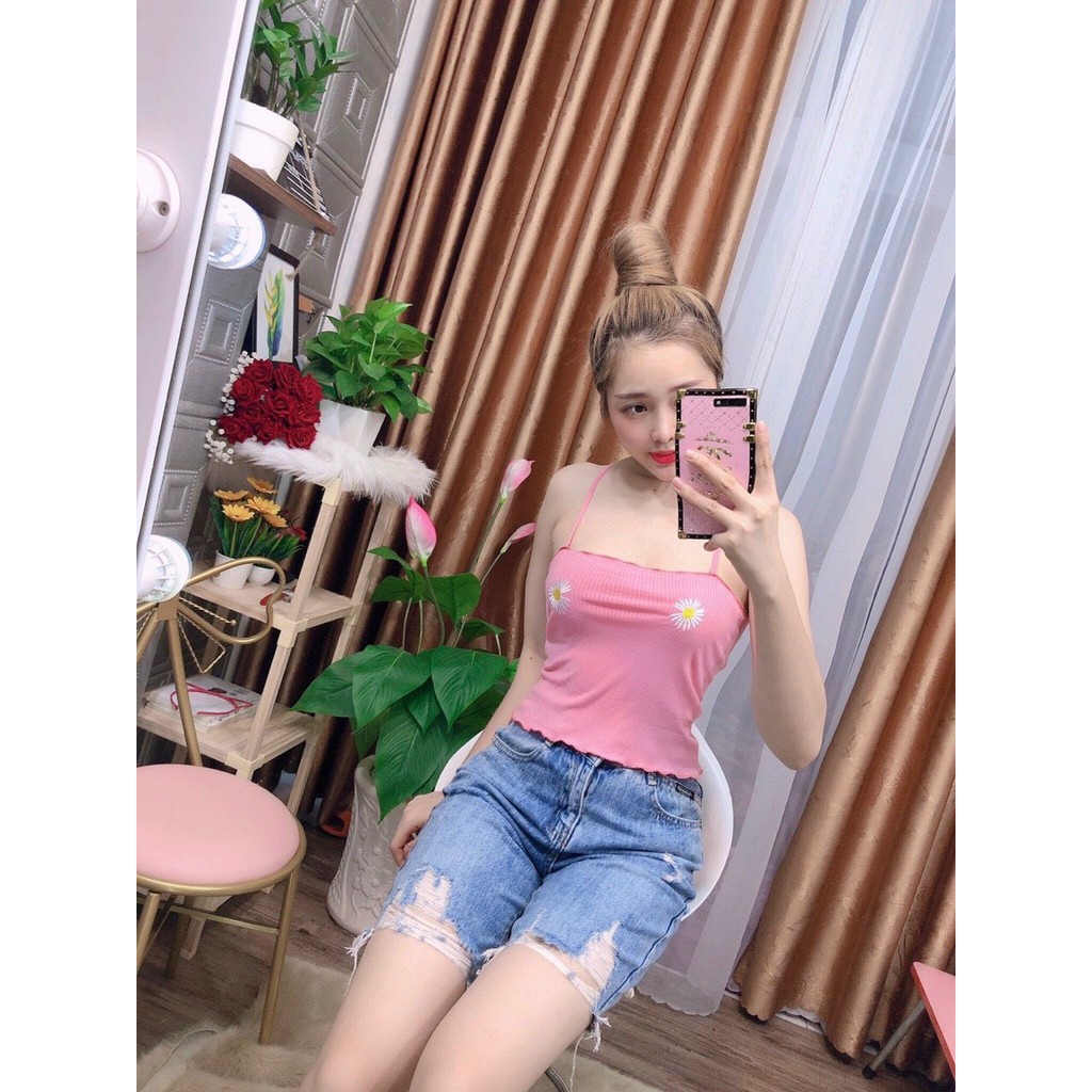 ÁO NỮ CROPTOP THÊU HOA CÚC HÀNG CHUẨN ĐẸP NHIỀU MÀU GIÁ RẺ PHONG CÁCH HÀN QUỐC TRẺ TRUNG NĂNG ĐỘNG CT05 | MAZINGSHOP