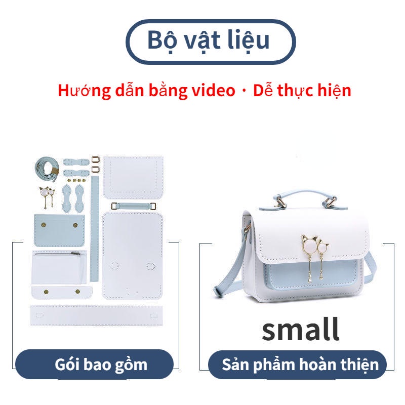Bộ Túi Xách + Túi Đeo Chéo + Ví Cầm Tay Hình Mèo Dễ Thương Cho Bạn Gái