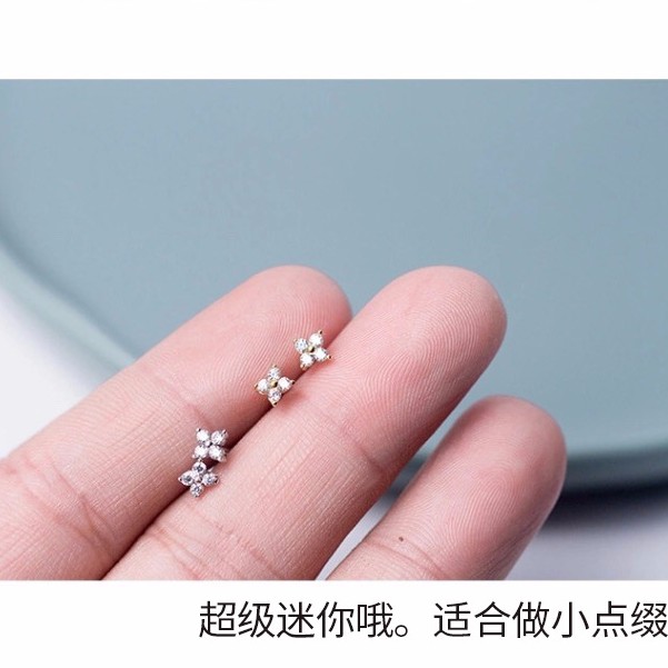 Bông Tai Mạ Bạc 925 Hình Hoa Đính Đá zircon Xinh Xắn Cho Nữ