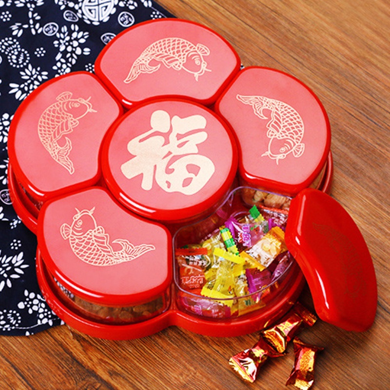 Khay Đựng Trái Cây 6 Ngăn Kèm Nắp Đậy Tiện Dụng