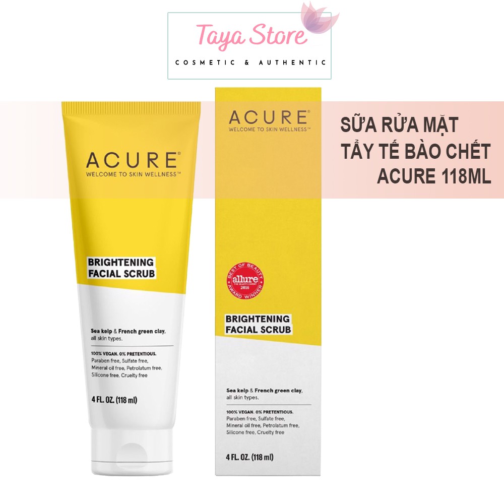 Tẩy tế bào chết Acure Brightning Facial Scrub USA 118ml tẩy tế bào chết làm sáng da