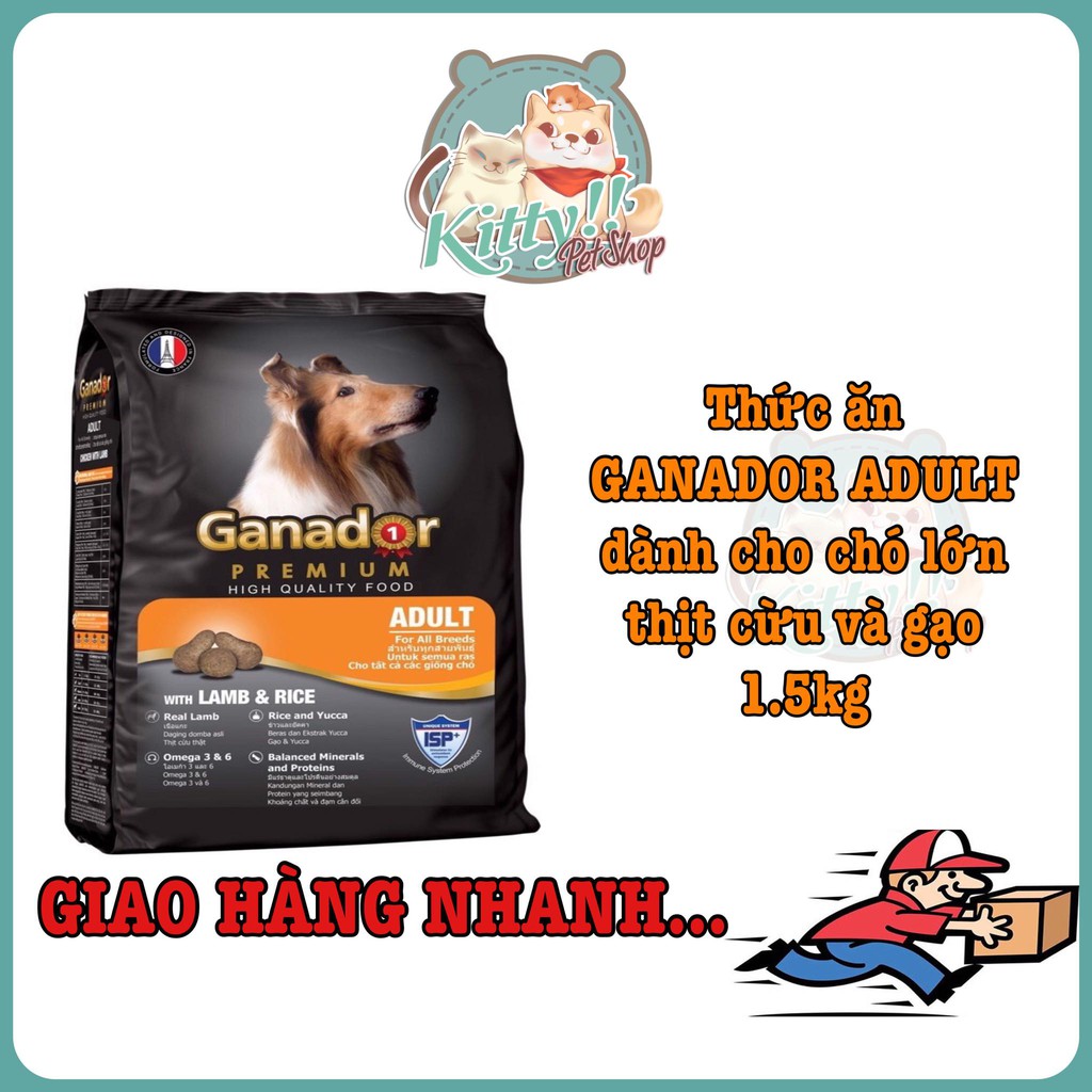 Thức ăn hạt Ganador adult dành cho chó lớn trưởng thành, vị thịt cừu 1.5kg