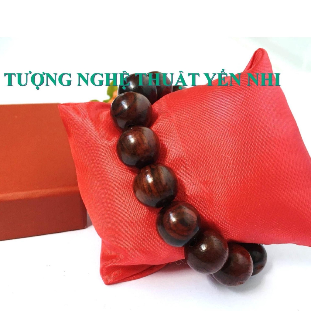 Vòng tay phong thủy cao cấp gỗ Trắc đỏ hạt 14mm-không hồ lô