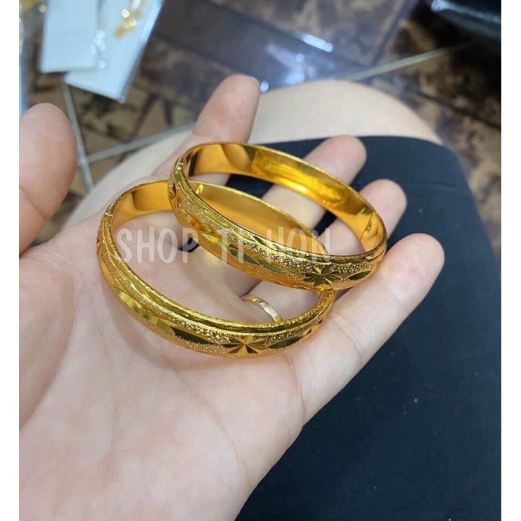 Vòng tay cưới kiểu chạm dát vàng 24 cao cấp