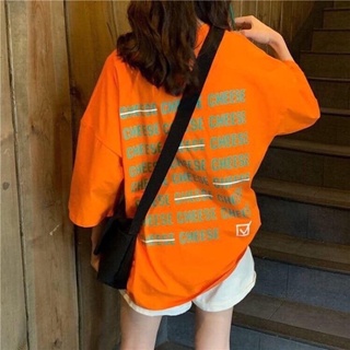 Áo thun cam cheese tay lỡ phom rộng