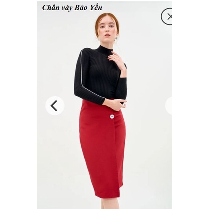 Chân váy bút chì đắp tà rời 2 cúc sang chảnh(sẵn size) -M66