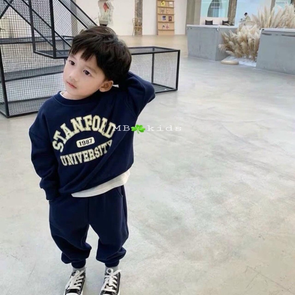 Bộ quần áo nỉ bông dày dài tay thu đông HM cho bé trai sale size 18M-6Y HM05 Lamiha