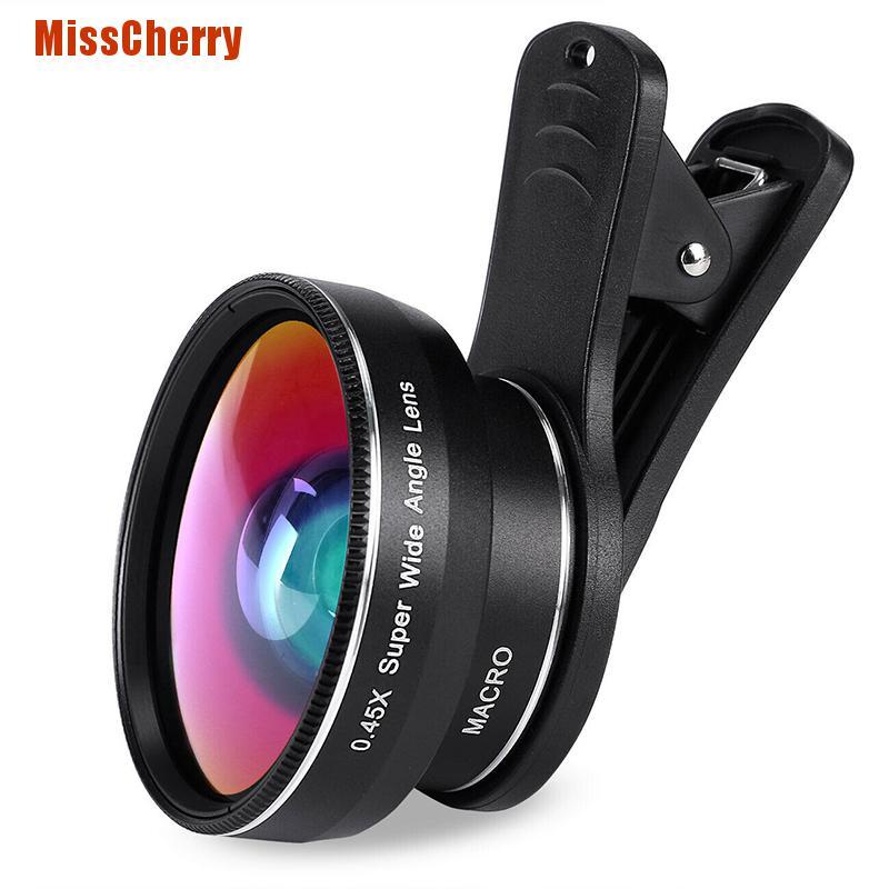 [MissCherry] Super Wide Angle 0.45X And 15X Macro Lens Clip-On For Iphone Camera Universal