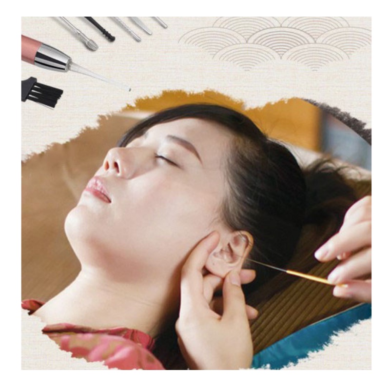 Dụng cụ lấy ráy tai, bộ lấy ráy tai hộp gỗ 20 món tich hợp đèn soi cho cảm giác siêu đỉnh