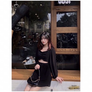 Váy cut eo trễ vai đen