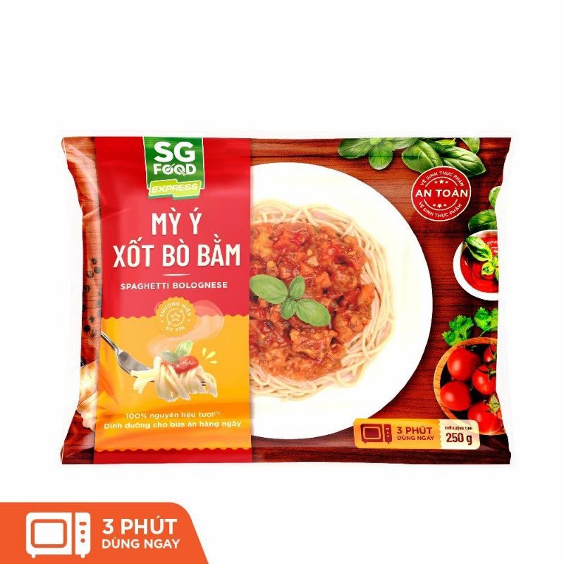 Mỳ Ý Sốt Bò Bằm SG Food 250g, Mì Spaghetti Ăn Liền