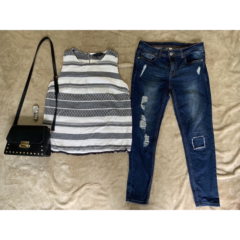 Áo sát nách newlook + quần bò mango thanh lý