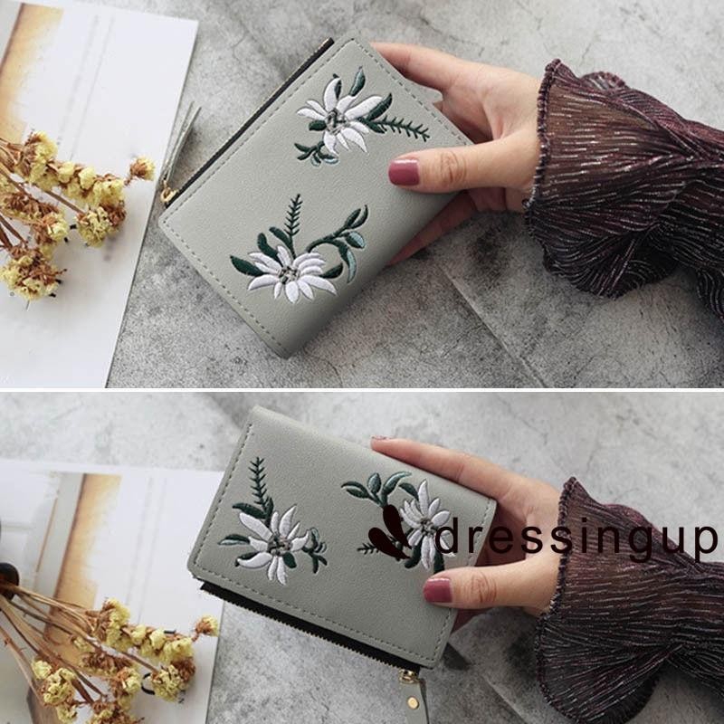 Ví da Pu ngắn in hoa thanh lịch cho nữ