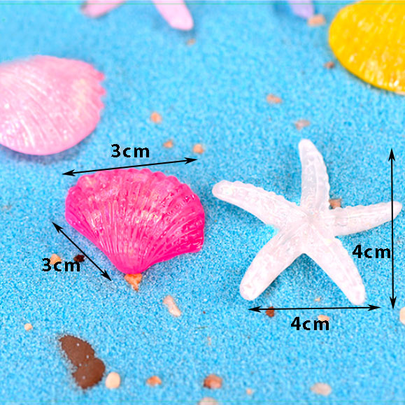 Charm Slime squishy Combo 04 Mô hình sao biển và sò nhiều màu sắc trang trí tiểu cảnh minidoll