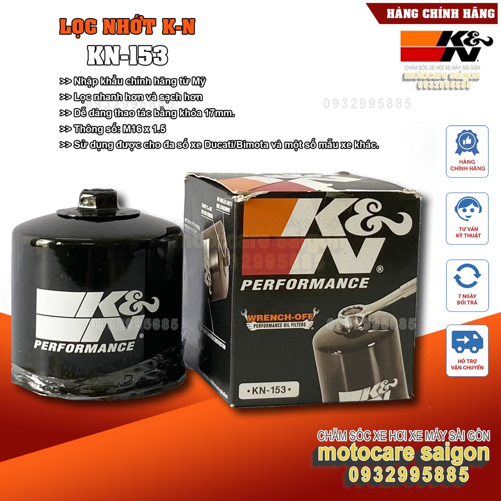 K&amp;N KN 153 - Lọc nhớt lọc dầu xe phân khối lớn cho các dòng DUCATI