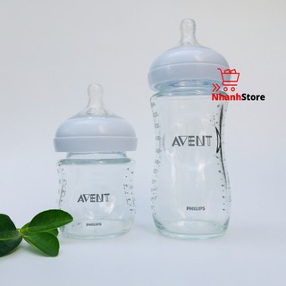 Bình Sữa Thủy Tinh Avent Natural 120ml (núm 0, 0m+) -240ml (núm 1, 0m+)