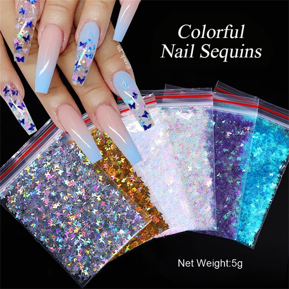 SOFTNESS Sequin Lấp Lánh Hình Bướm Nhiều Màu Dùng Để Trang Trí Móng Nghệ Thuật