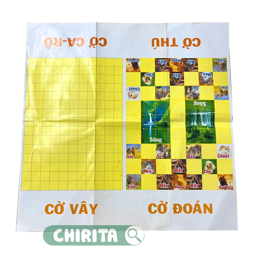 Bộ Cờ 5 TRONG 1 ĐẠI PHÁT TÀI Cao Cấp - Cờ Cá Ngựa, Thú, Đoán, Ca Rô, Vây, Boardgame, Bàn Cờ Lớn 51 x 51 cm - CHIRITA