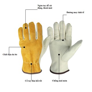 Găng tay da nam nữ hàn Tig SHUNI -005GTD hàn tích - lái xe - làm vườn - chơi thể thao - mô tô - xe máy chịu nhiệt cao