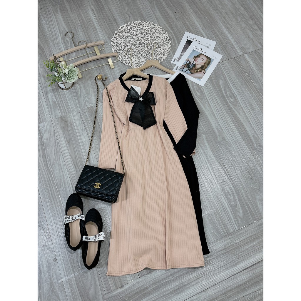 VÁY LEN GÂN BODY XÒE NHẸ CỔ NƠ NGỌC FORM ÔM DÁNG SIÊU CHUẨN XINH XẮN | BigBuy360 - bigbuy360.vn