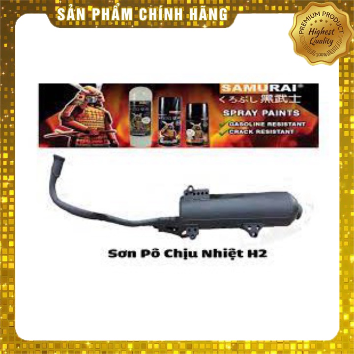 CHAI SƠN SAMURAI H2 CHỊU NHIỆT, CHỐNG CHÁY MÀU ĐEN MỜ 300ML - SƠN PÔ ZIN