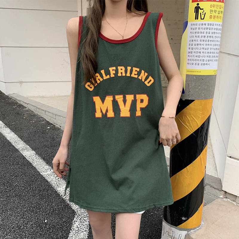 SUXI Áo Sát Nách Cổ Tròn Hoạ Tiết Chữ In Thời Trang Mùa Hè