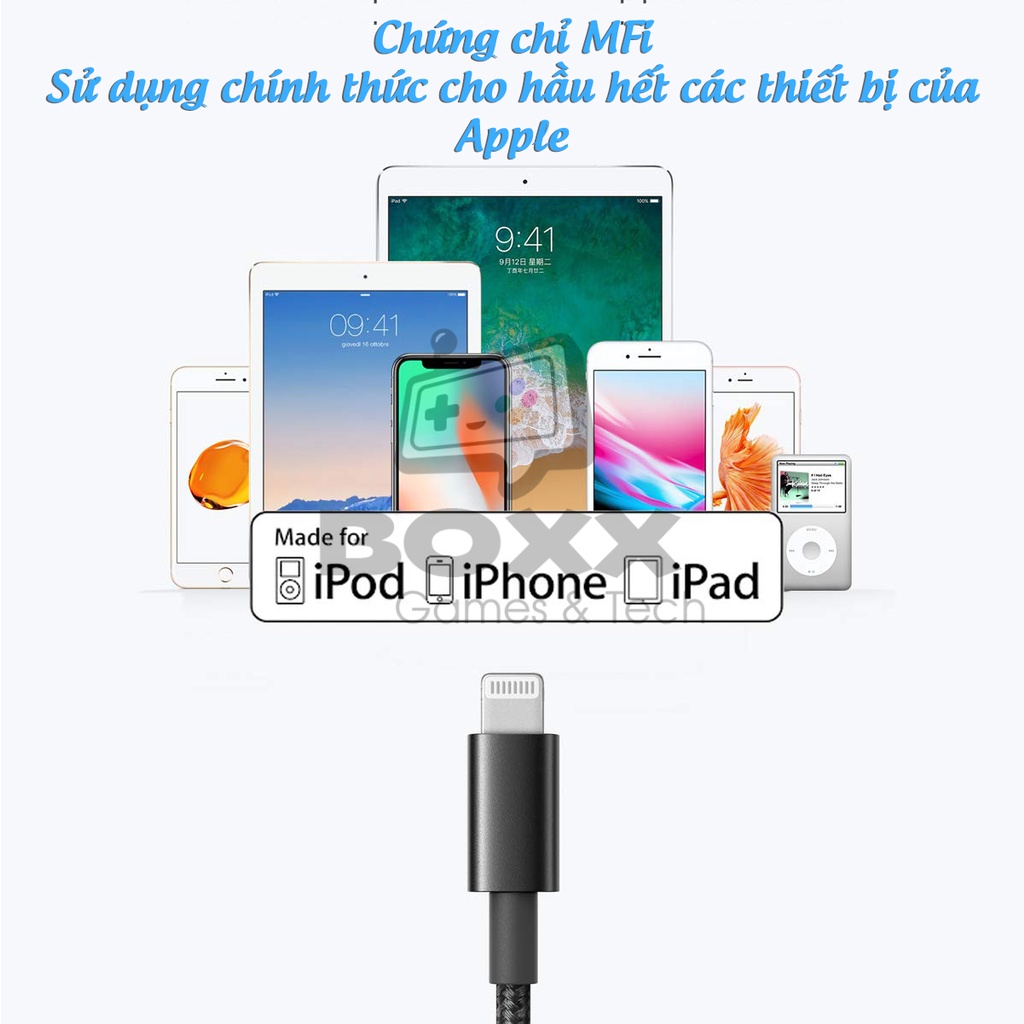 Cáp sạc ANKER Nylon 2 dài 1M A8152 dùng sạc nhanh cho điện thoại