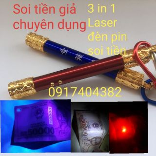 Đèn lazer soi tiền giả chuyên dụng 3 in 1 (lazer & đèn chiếu sáng & soi tiền giả)
