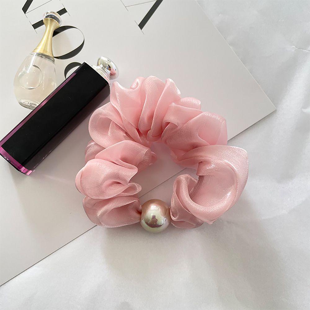 NICKOLAS Băng Đô Cài Tóc Co Giãn Màu Trơn Đính Hạt Ngọc Trai Dễ Thương Phong Cách Hàn Quốc