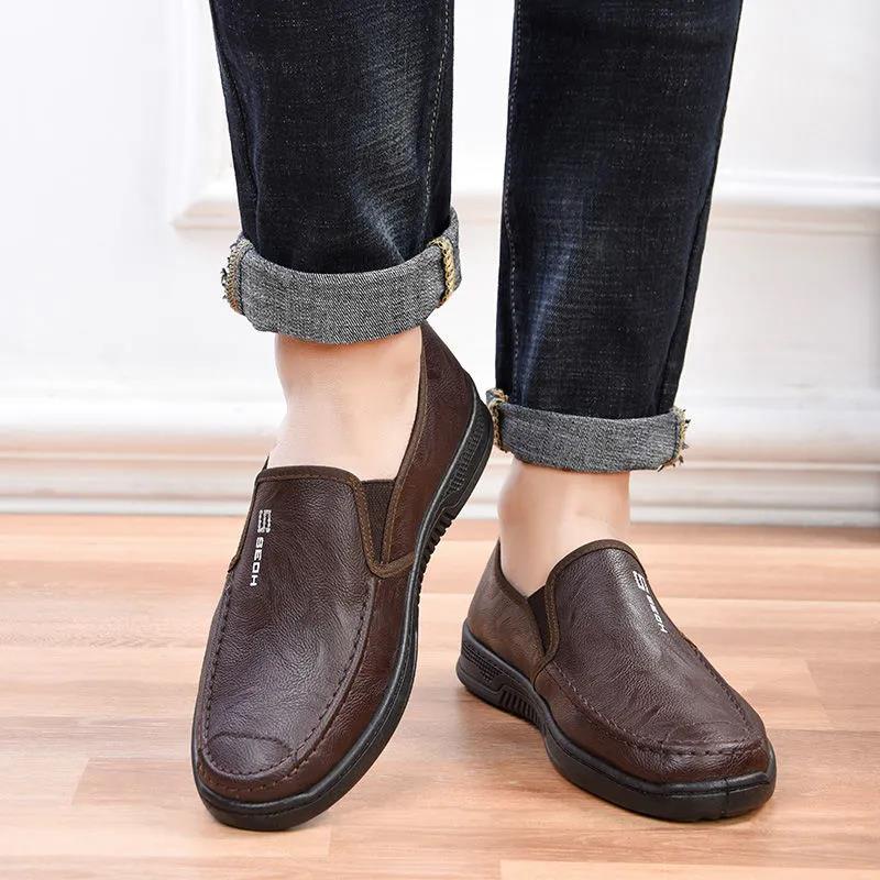 Giày da nam, giày lười chống trượt, giày đế mềm, giày công sở