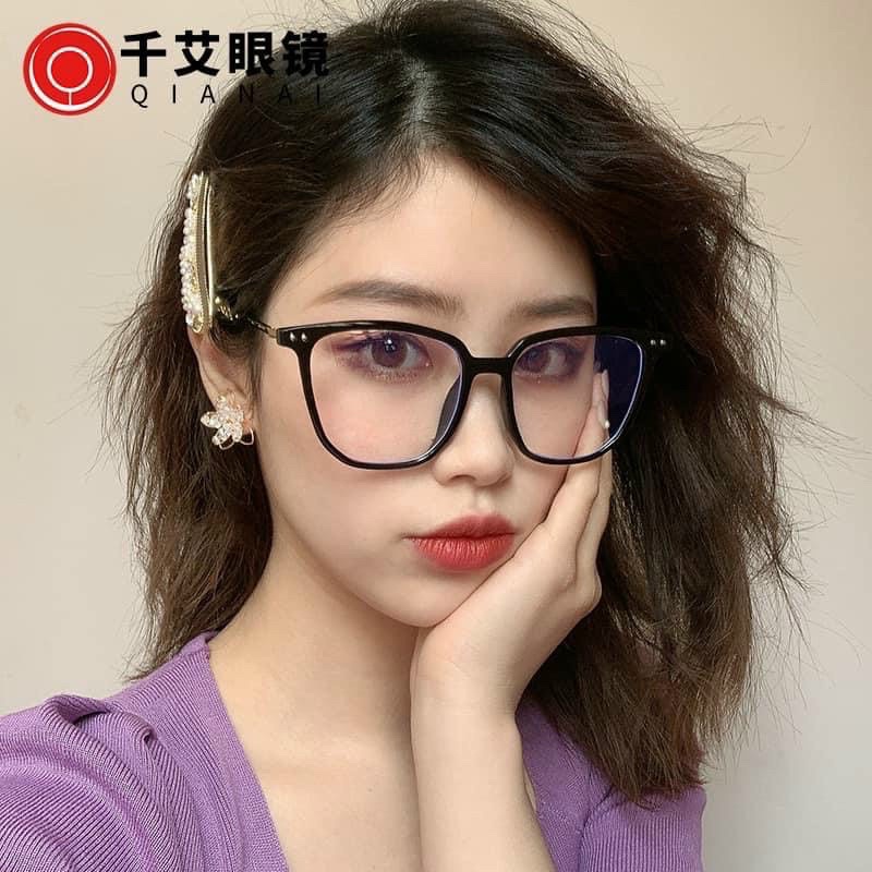 Kính gọng vuông nam nữ kiểu dáng 2 Chấm Ngang