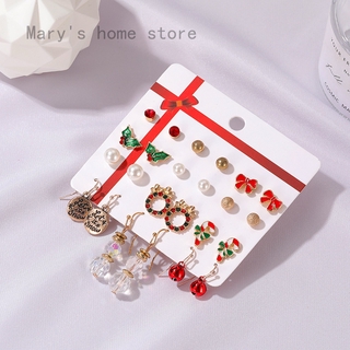 Set 8 Đôi Khuyên Tai Chủ Đề Giáng Sinh Năm Mới