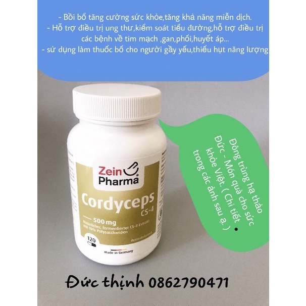 ( Bill Đức ) - Đông trùng hạ thảo Cordyceps Cs-4 Zein pharma 120 viên