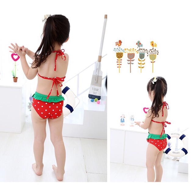 Bikini dâu tây cực cute cho bé gái