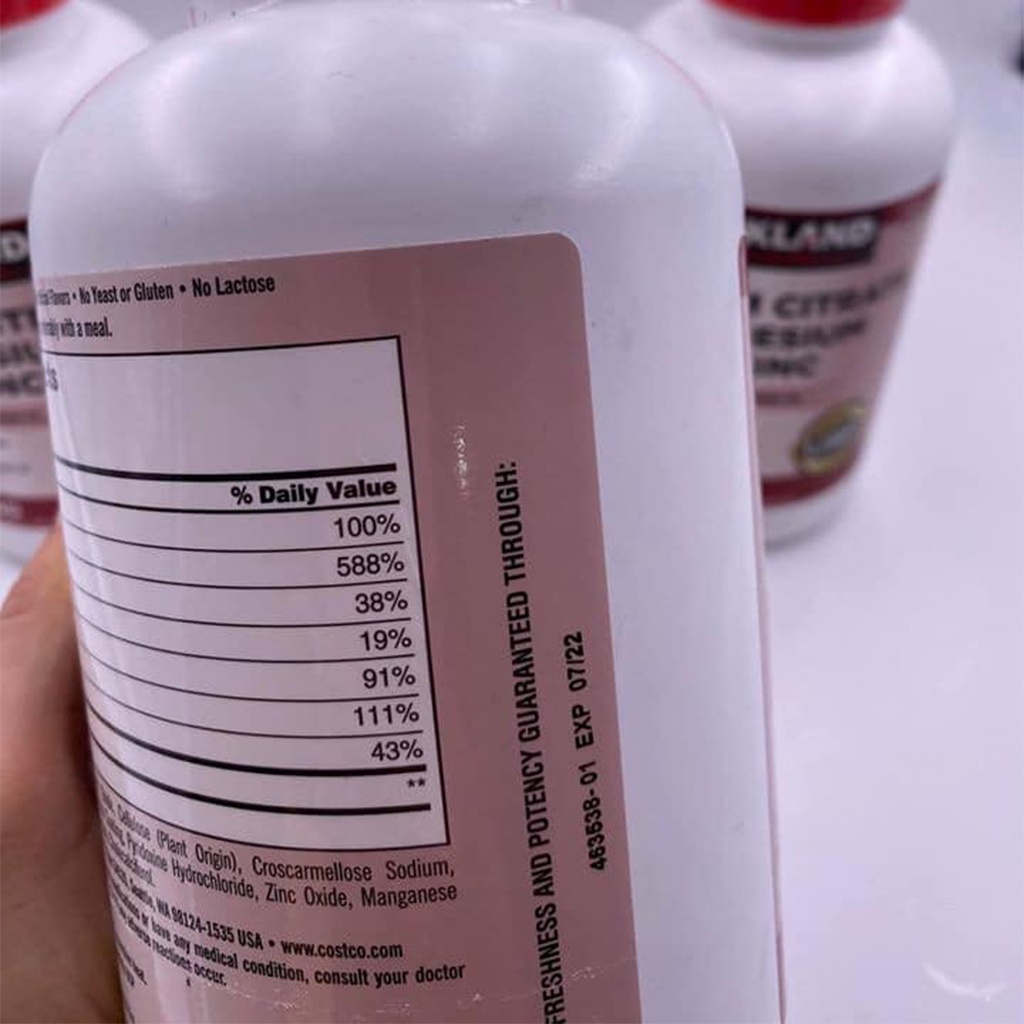 Viên Uống Hỗ Trợ Xương Khớp Kirkland Calcium Citrate Magnesium And Zinc 500 Viên Chuẩn Mỹ
