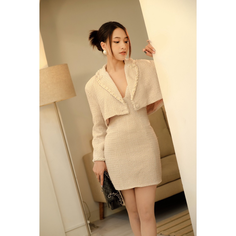 XIPI - Áo Vest Ngắn Vải Bố Màu Nude