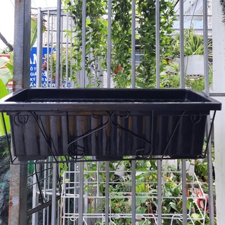 [Ưu đãi] Combo 5 bộ khung sắt - chậu chữ nhật 65*25*20cm trồng hoa, rau treo lan can tiết kiệm không gian