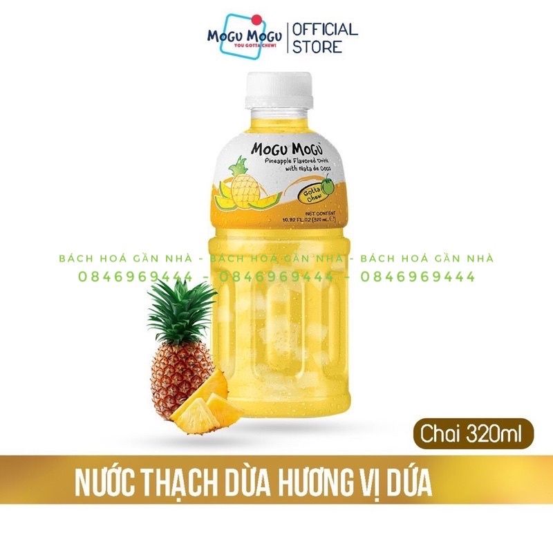 (Tặng kèm 1 bịch hạnh nhân 30g)( 1 thùng 24 chai)Nước trái cây thạch dừa Mogu Mogu Thái Lan - Chai