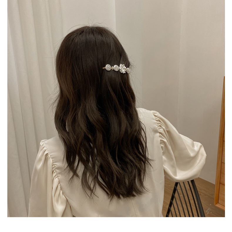 Kẹp Tóc Hoa trắng Đính Đá Và Ngọc Trai nhân tạo Phong Cách Hàn Quốc sang trọng, thanh lịch - Hàng cao cấp