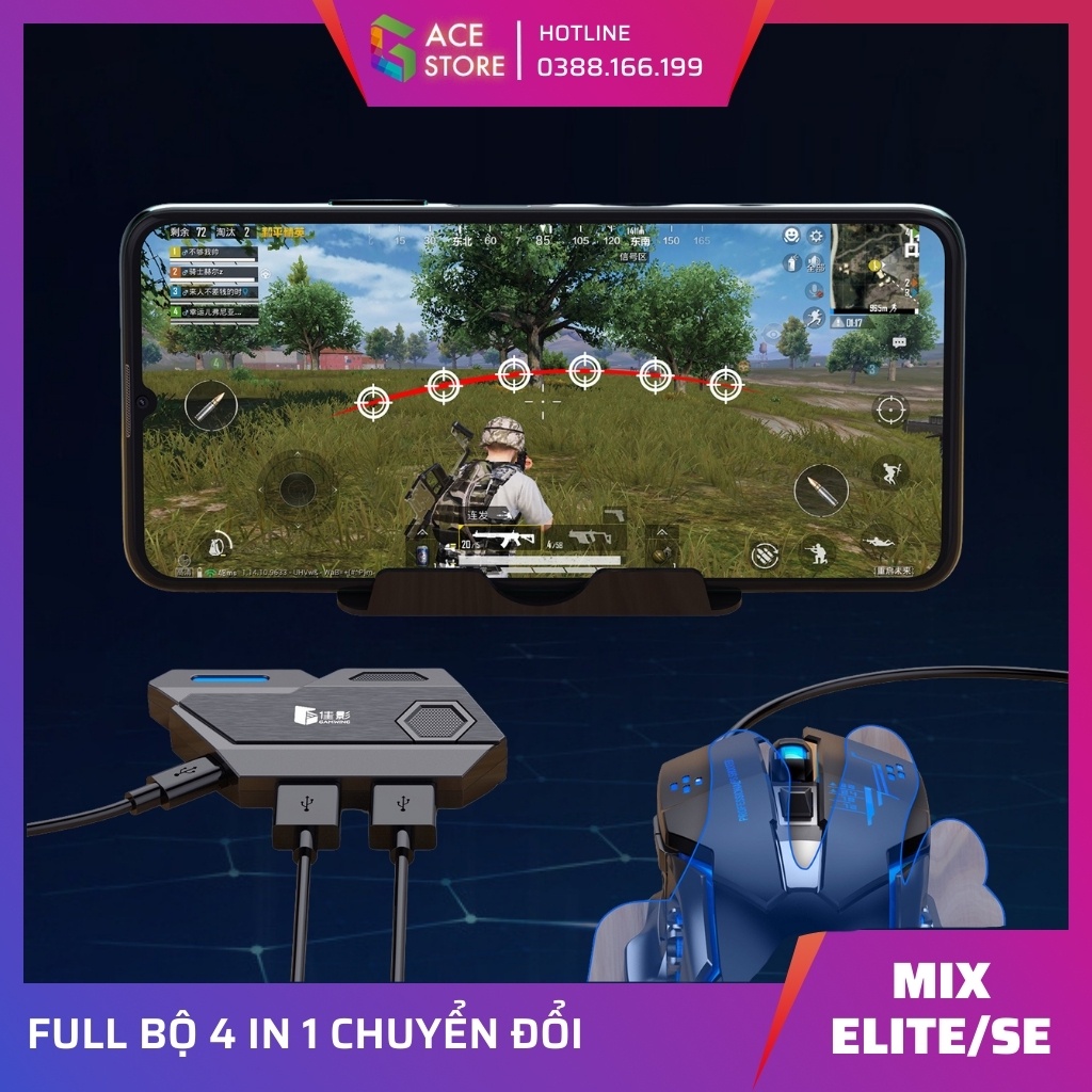 MIX Elite | Full bộ 4 in 1 chuyển đổi phím chuột bluetooth 5.0 không độ trễ, ghìm tâm AI