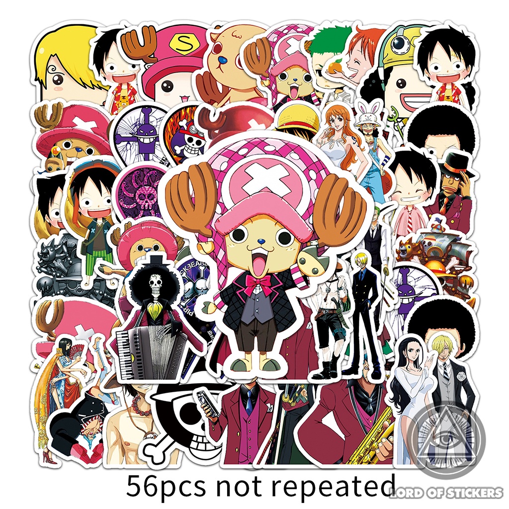 Set 56 Hình Dán Sticker One Piece Anime Manga Truyện Tranh Đảo Hải Tặc Chống Thấm Nước Dán Mũ Nón Bảo Hiểm, Laptop, Sổ