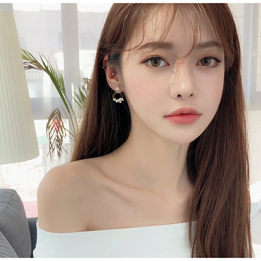 Khuyên tai tròn mạ bạc MS26