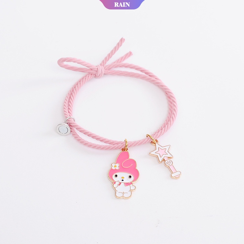 Kawaii Sanrio My Melody Cinnamoroll Kuromi Dây Đeo Tay Co Giãn Mặt Pha Lê Hoạt Hình Làm Quà Tặng Sinh Nhật Cho Bé Gái [Srain]