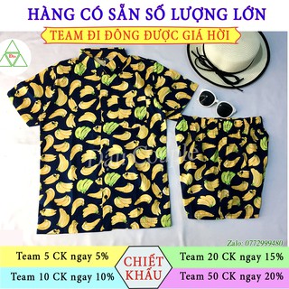 Áo Sơ Mi, Đồ Đi Biển Vải Katecotton Bền Đẹp Mẫu Nải Chuối Vàng [Ảnh Thật]