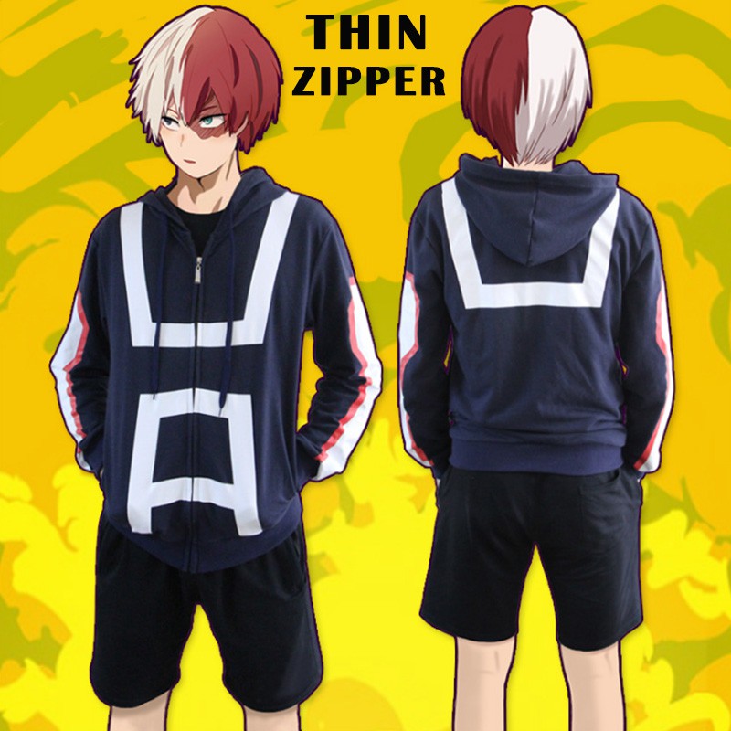 Áo khoác hoodie tay dài phối khoá kéo cho nam và nữ My Hero Academia | BigBuy360 - bigbuy360.vn