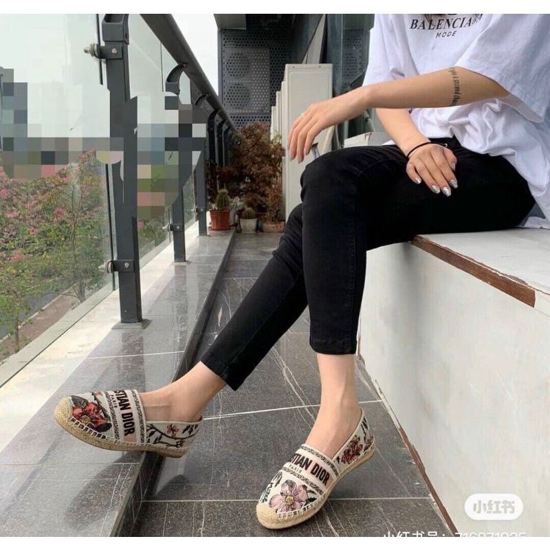 ldM(ẢNH THẬT) Giày Mọi Slipon Đế Cói Xanh Than Da Mềm Êm Fullbox Bill Túi Hãng Cao Cấp