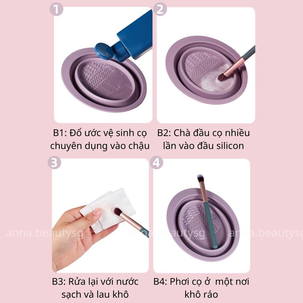 Dụng cụ vệ sinh cọ trang điểm - Miếng rửa cọ bông mút trang điểm gấp gọn tiện lợi