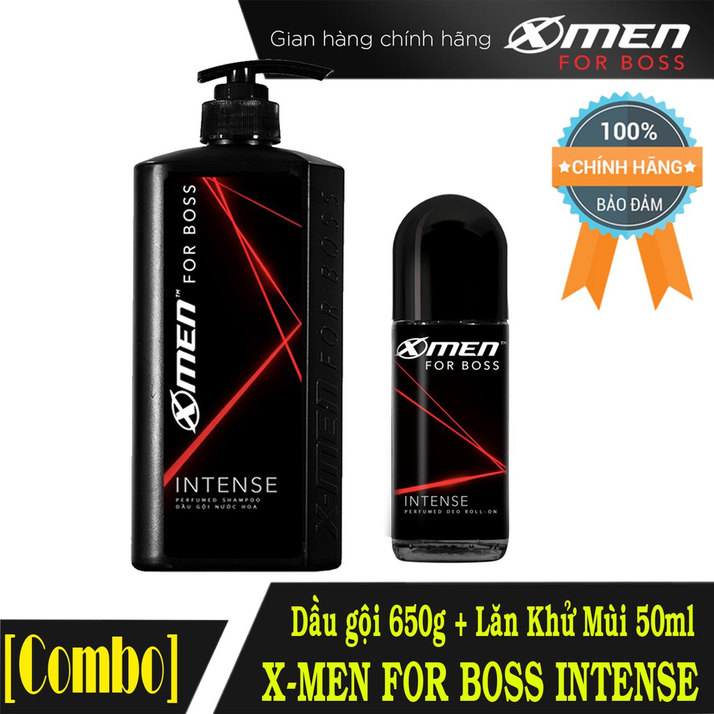 [Combo] Dầu gội nước hoa X-men for boss 650g + Lăn khử mùi X-men for boss 50ml (INTENSE, LUXURY, MOTION)
