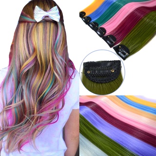 Tóc giả thẳng dài Wigsin màu cầu vồng tùy chọn thời trang